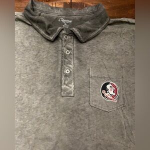 FSU Florida State Seminoles Grey Short Sleeve Polo Shirt Men’s size XL